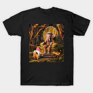 watercolor Pomeranian priest brings apples for elephant T-Shirt